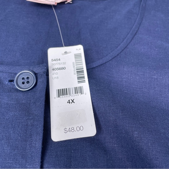 Pennington Linen Blend Tie-Waist Button Front Top - Picture 7 of 8